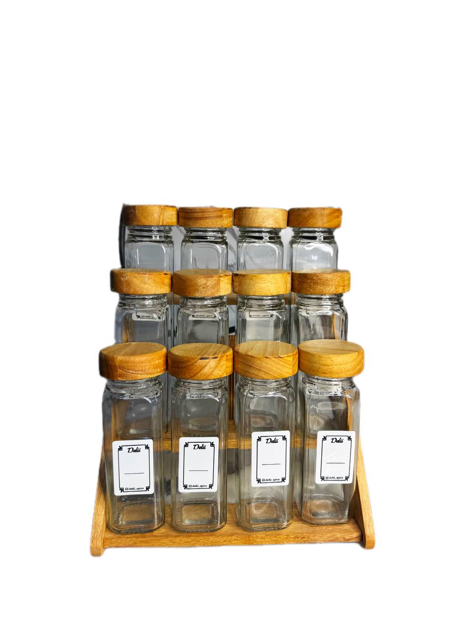 جا ادویه ۱۲ تایی درب چوبی با استند دو حالته (ارسال رایگان)