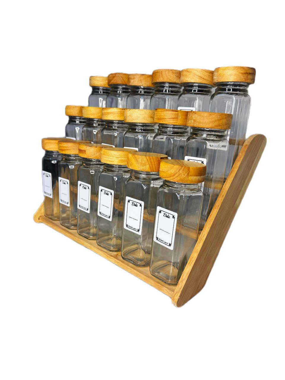 جا ادویه ۱۸ تایی درب چوبی با استند دو حالته (ارسال رایگان)
