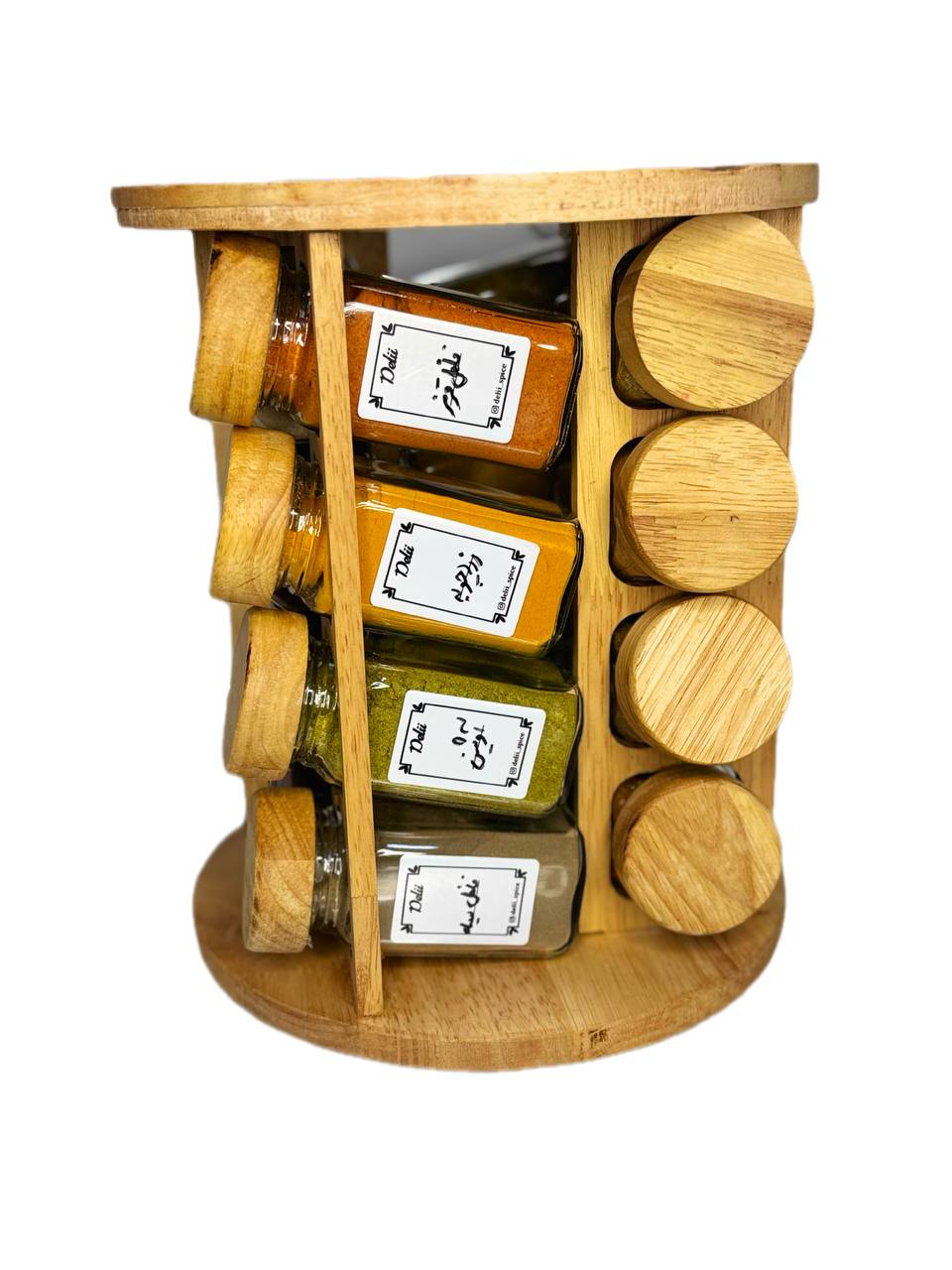 جا ادویه چرخشی ۱۶ تایی گرد چوب رابر (با ادویه ی مرغوب اهواز)(ارسال رایگان)